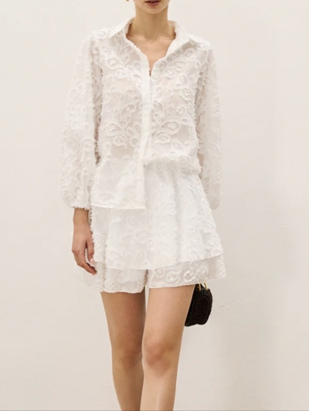 Commense Sheer Lace Top + Shorts Lace Embroidered Sheer 2-PC Set L NWT - Picture 4 of 5